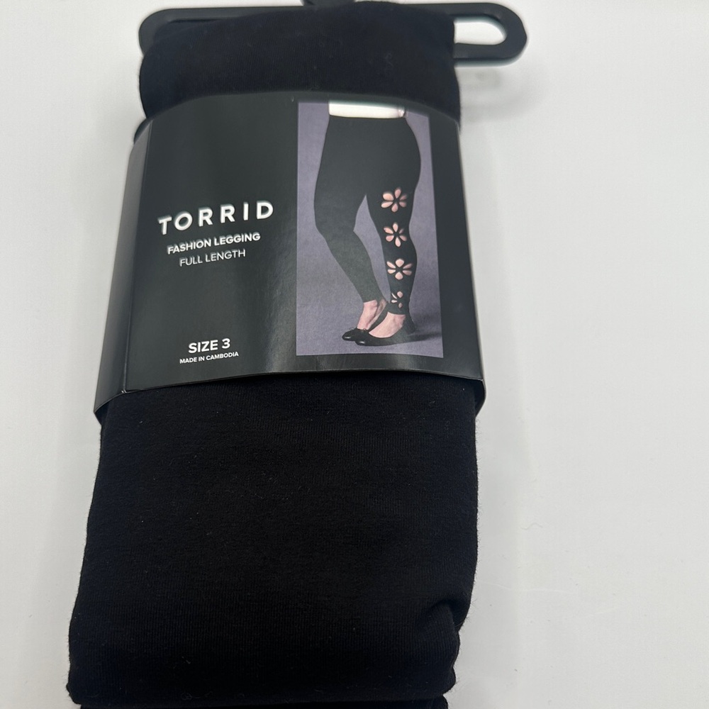 Torrid Black Fashion Leggings with Floral Cutouts
